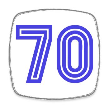 70. 70 ANS. 70e ANNIVERSAIRE. ANNIVERSAIRE 70 ANS. - Magnet carré - blanc - Devant