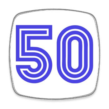 50. 50 ANS. 50e ANNIVERSAIRE. ANNIVERSAIRE 50 ANS. - Magnet carré - blanc - Devant