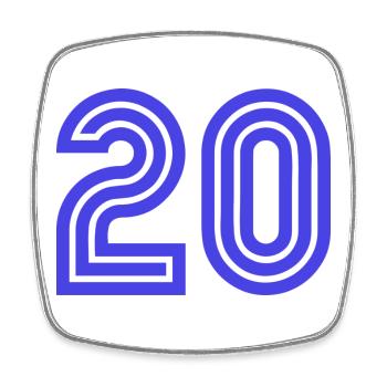 20. 20 ANS. 20e ANNIVERSAIRE. ANNIVERSAIRE 20 ANS. - Magnet carré - blanc - Devant