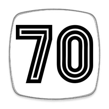 70. 70 ANS. 70e ANNIVERSAIRE. ANNIVERSAIRE 70 ANS. - Magnet carré - blanc - Devant