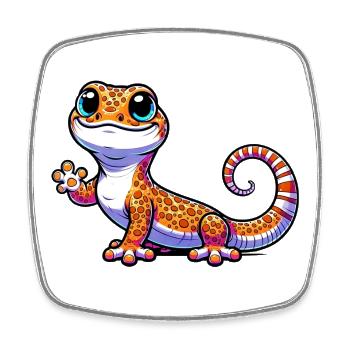 Gecko - Viereckiger Kühlschrankmagnet - Weiß - Vorne