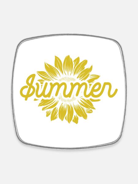 Sonnenblume - Sommer - Sonne - gute Laune - Viereckiger Kühlschrankmagnet - Weiß