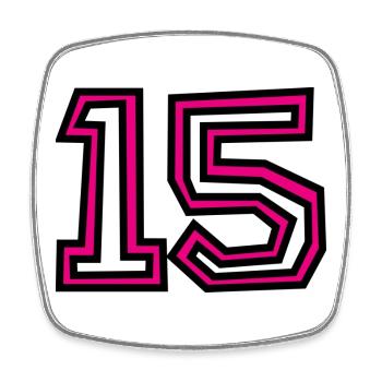 15. 15 ANS. 15e ANNIVERSAIRE. ANNIVERSAIRE 15 ANS. - Magnet carré - blanc - Devant
