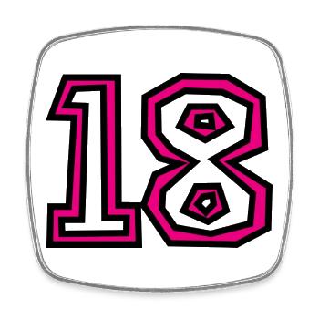 18. 18 YEARS OLD. 18th ANNIVERSARY. 18 BIRTHDAY. - Square fridge magnet - white - Front