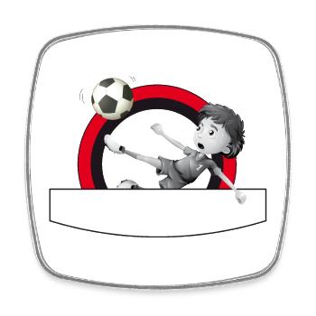 Fussballer kickt aus dem Kreis - Viereckiger Kühlschrankmagnet - Weiß - Vorne