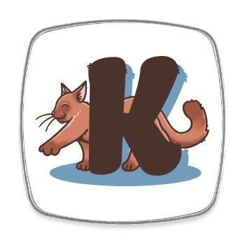 Katze Buchstabe K - Viereckiger Kühlschrankmagnet - Weiß - Vorne