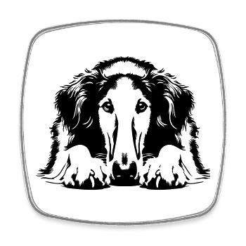 Borzoi Head with Paws - Square fridge magnet - white - Front