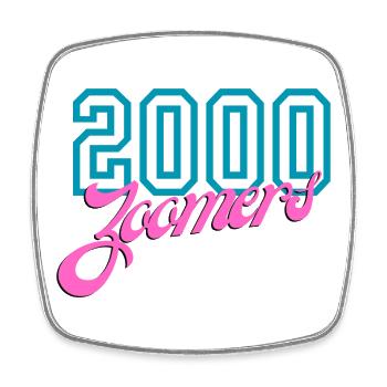 2000 Zoomers Summer Nostalgia Typography - Square fridge magnet - white - Front