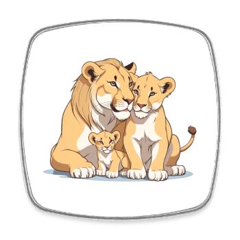Famille des lions - Magnet carré - blanc - Devant