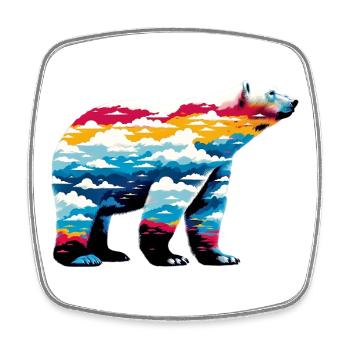 Ours blanc - Magnet carré - blanc - Devant