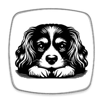 Cavalier King Charles Tête d’Épagneul avec Pattes - Magnet carré - blanc - Devant
