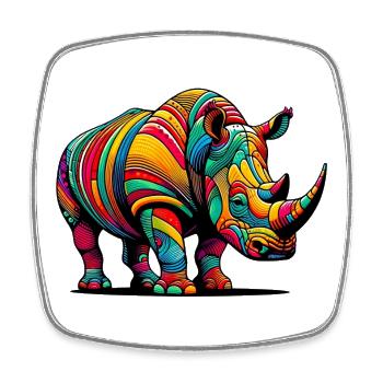 Rhinoceros - Square fridge magnet - white - Front