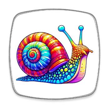 Schnecke - Viereckiger Kühlschrankmagnet - Weiß - Vorne