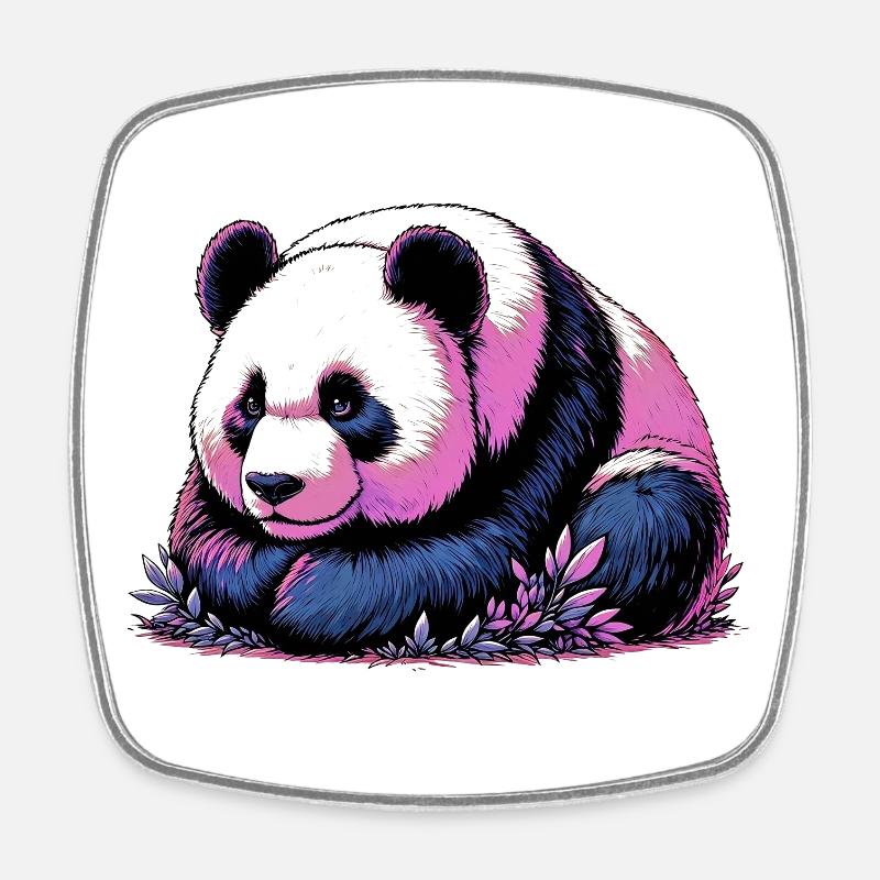 Panda - Viereckiger Kühlschrankmagnet - Weiß