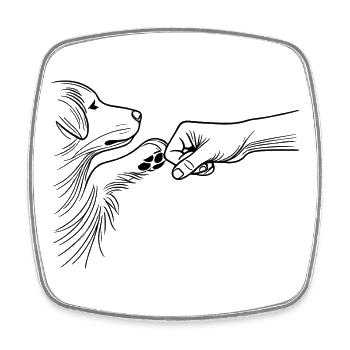 Dog and Human Bond Fist Bump Best Friend - Square fridge magnet - white - Front
