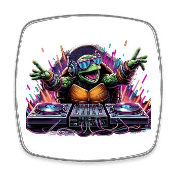 Schildkröte The DJ Musik Geschenk - Viereckiger Kühlschrankmagnet - Weiß - Vorne