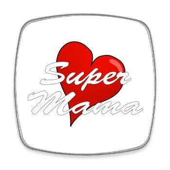 SUPER MAMA - Viereckiger Kühlschrankmagnet - Weiß - Vorne