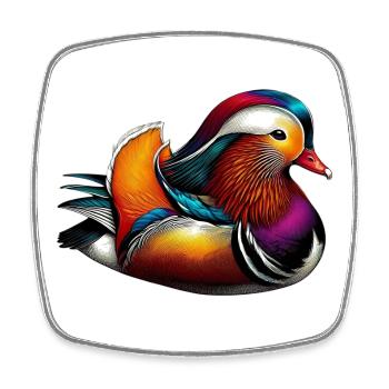 Mandarin duck - Square fridge magnet - white - Front