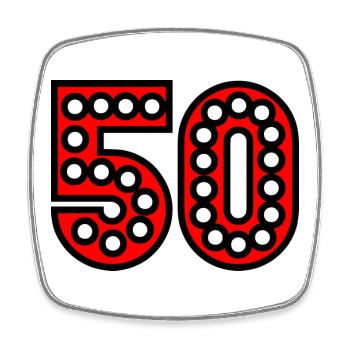50. 50 ANS. 50e ANNIVERSAIRE. ANNIVERSAIRE 50 ANS. - Magnet carré - blanc - Devant