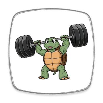 Starke Schildkröte Fitness Hantel Workout Training - Viereckiger Kühlschrankmagnet - Weiß - Vorne