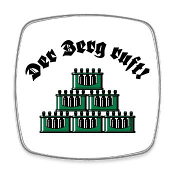 Der Berg Ruft! (Bier / Bierkästen / Grün / Old) - Viereckiger Kühlschrankmagnet - Weiß - Vorne