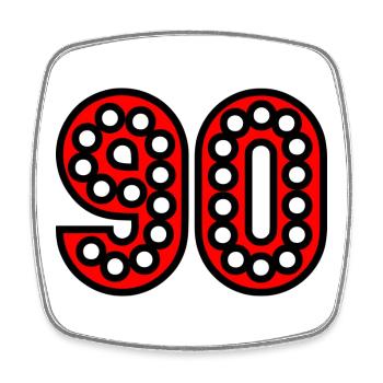 90. 90 YEARS. 90th ANNIVERSARY. 90 YEARS ANNIVERSARY. - Square fridge magnet - white - Front