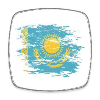 Drapeau du Kazakhstan utilisé - Magnet carré - blanc - Devant