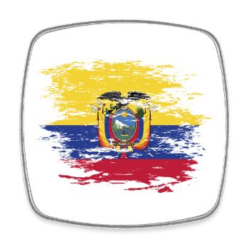 Ecuador Flagge used - Viereckiger Kühlschrankmagnet - Weiß - Vorne