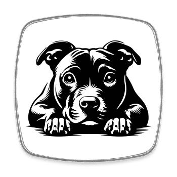 Staffordshire Bull Terrier Head with Paws - Square fridge magnet - white - Front