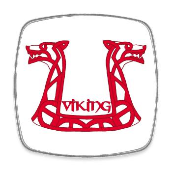 Dragon rouge viking - Magnet carré - blanc - Devant