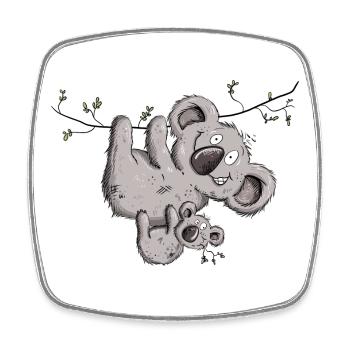 Drolliger Koala Bär Mit Koala Baby - Viereckiger Kühlschrankmagnet - Weiß - Vorne