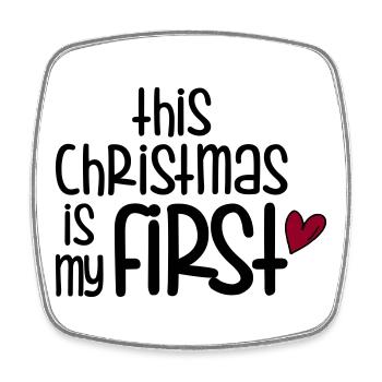 First Christmas - Viereckiger Kühlschrankmagnet - Weiß - Vorne