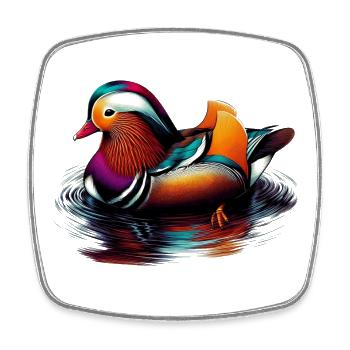 Mandarin duck - Square fridge magnet - white - Front