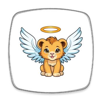 Lion ange aux ailes - Magnet carré - blanc - Devant