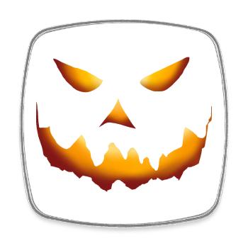 Kürbis Halloween Grinsen - Viereckiger Kühlschrankmagnet - Weiß - Vorne