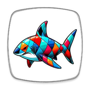 Requin - Magnet carré - blanc - Devant