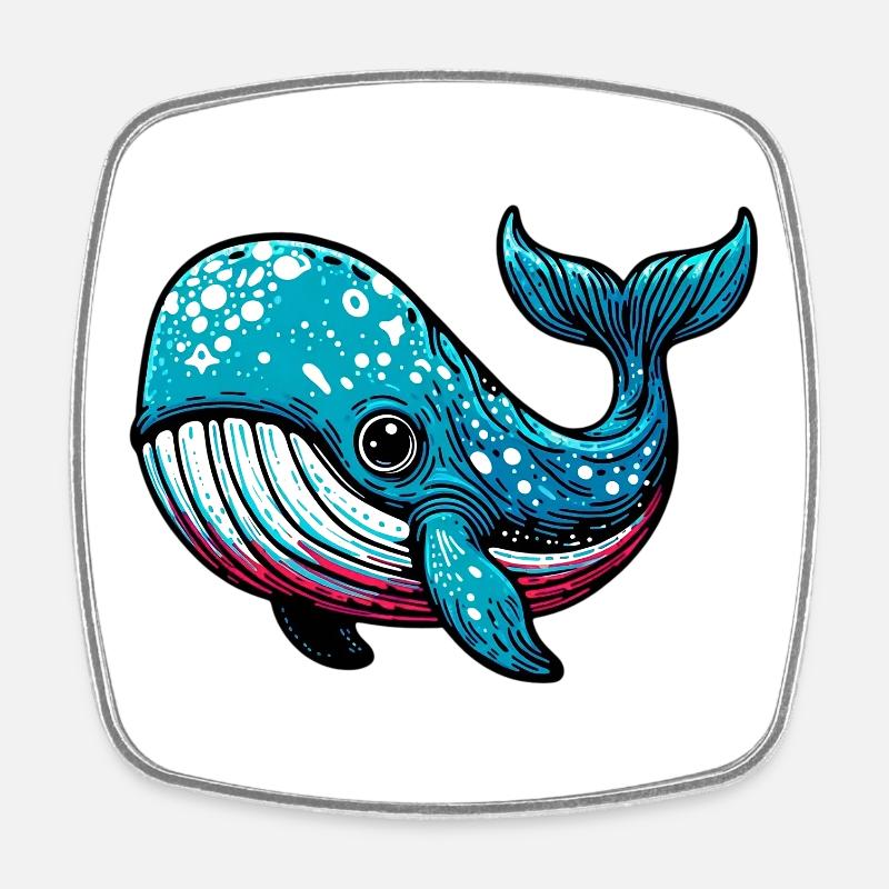 Baleine - Magnet carré - blanc