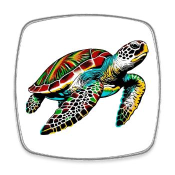 Turtle - Square fridge magnet - white - Front