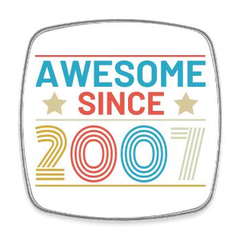 Birthday Retro Awesome since 2007 - Square fridge magnet - white - Front