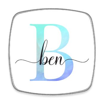 B| Monogramm | Name | Ben | Watercolor - Viereckiger Kühlschrankmagnet - Weiß - Vorne