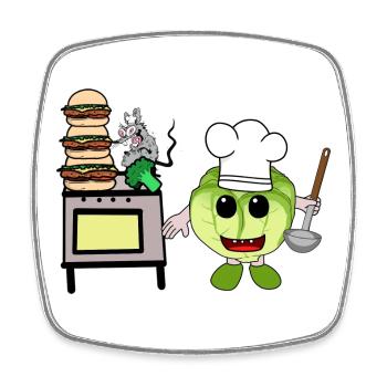 Cabbage Kitchen Cooking Amateur Chef Host Chefs - Square fridge magnet - white - Front