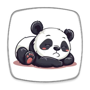 Dessin animé mignon d’un panda endormi - Design adorable - Magnet carré - blanc - Devant