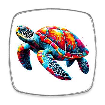 Turtle - Square fridge magnet - white - Front