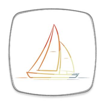 Segelboot Line Art Vintage - Viereckiger Kühlschrankmagnet - Weiß - Vorne