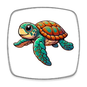 Turtle - Square fridge magnet - white - Front