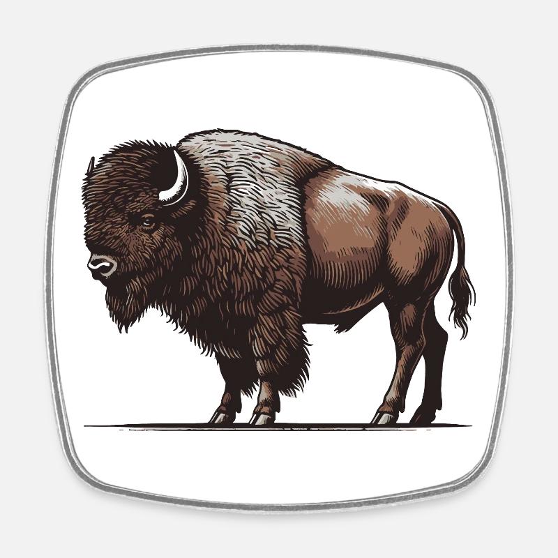 Bison - Square fridge magnet - white