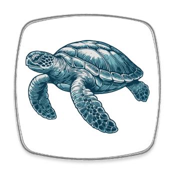 Tortue marine - Magnet carré - blanc - Devant