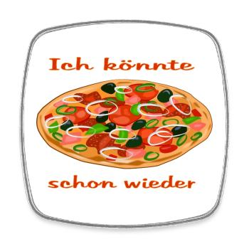Lebendige Pizza mit frischen Zutaten - Viereckiger Kühlschrankmagnet - Weiß - Vorne