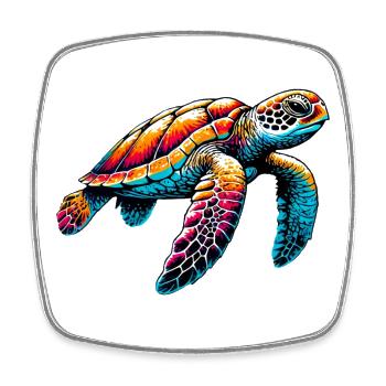 Tortue - Magnet carré - blanc - Devant