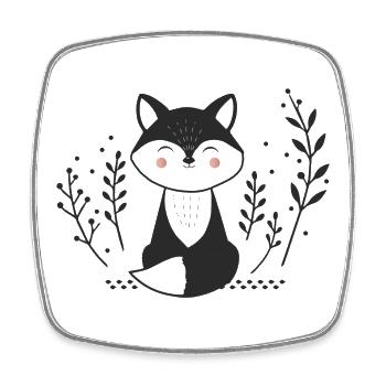 Lächelnder Fuchs – Minimalistische Illustration - Viereckiger Kühlschrankmagnet - Weiß - Vorne
